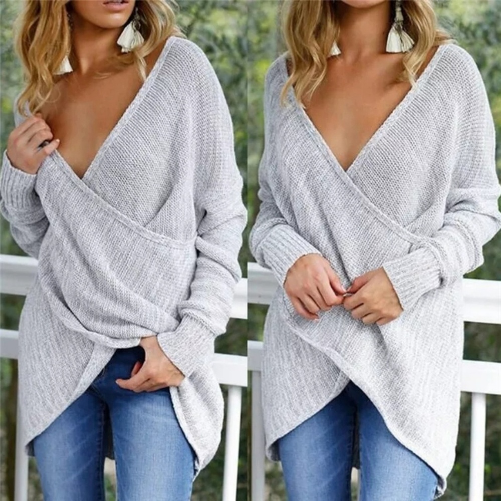 *Just in* Warm Crossover Cozy Knit Sweater